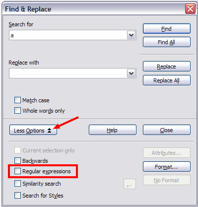 Regular Expressions - LibreOffice / OpenOffice Regular Expressions - LibreOffice / OpenOffice